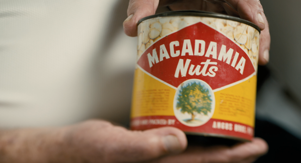 Early Australian macadamia nut tin owned by Ian McConachie