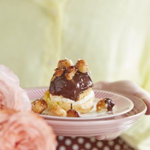 2002 Profiteroles with salted macadamia and chocolate topping (8)