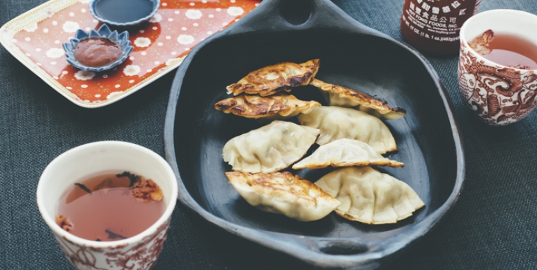 Macadamia, pork and mushroom pot sticker dumplings - Australian Macadamias