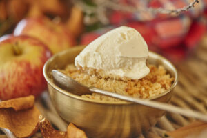 Macadamia and apple crumble