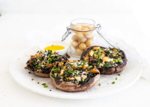 Air Fryer Stuffed Macadamia Mushrooms