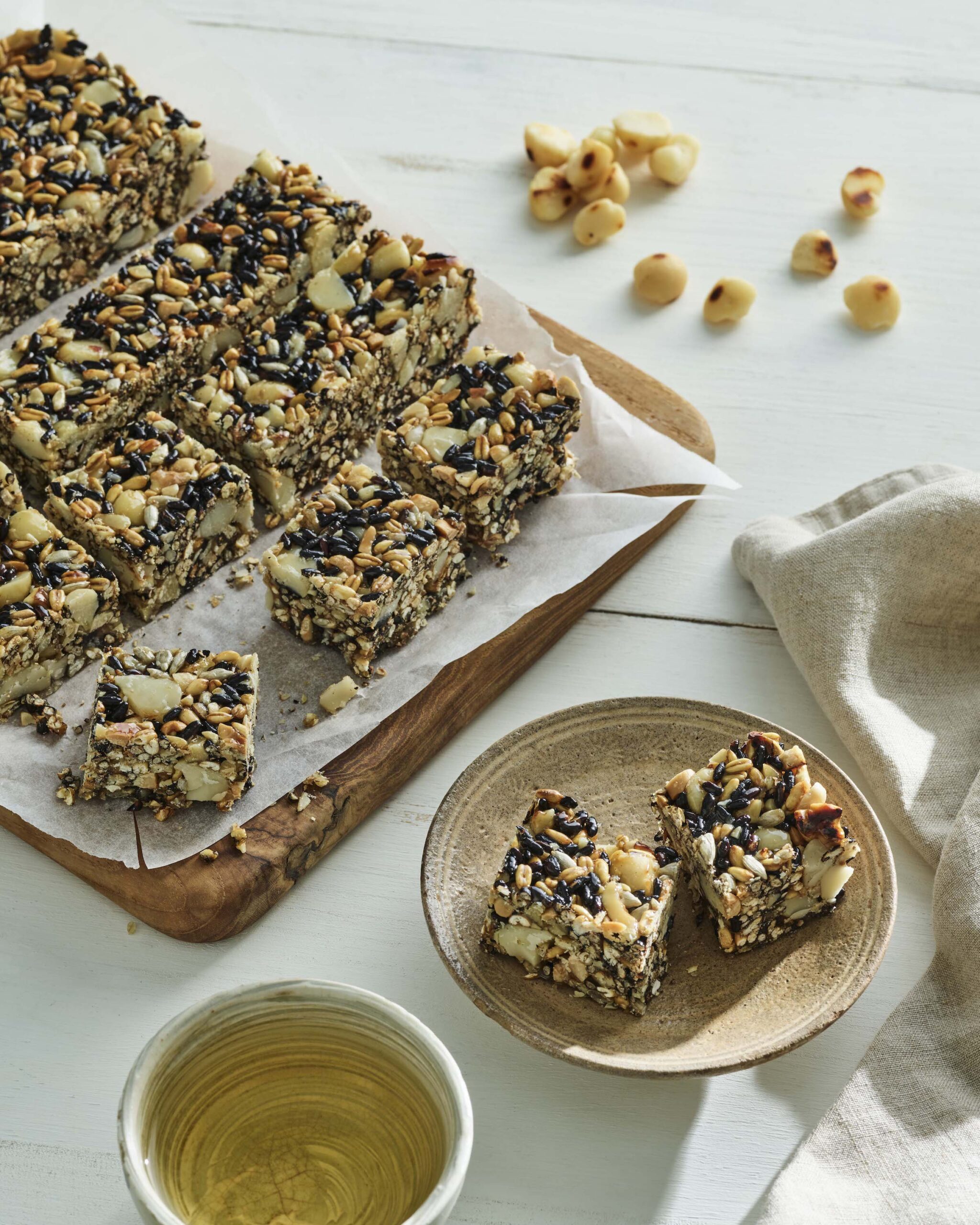 Macadamia and black rice gangjeong slice - Australian Macadamias