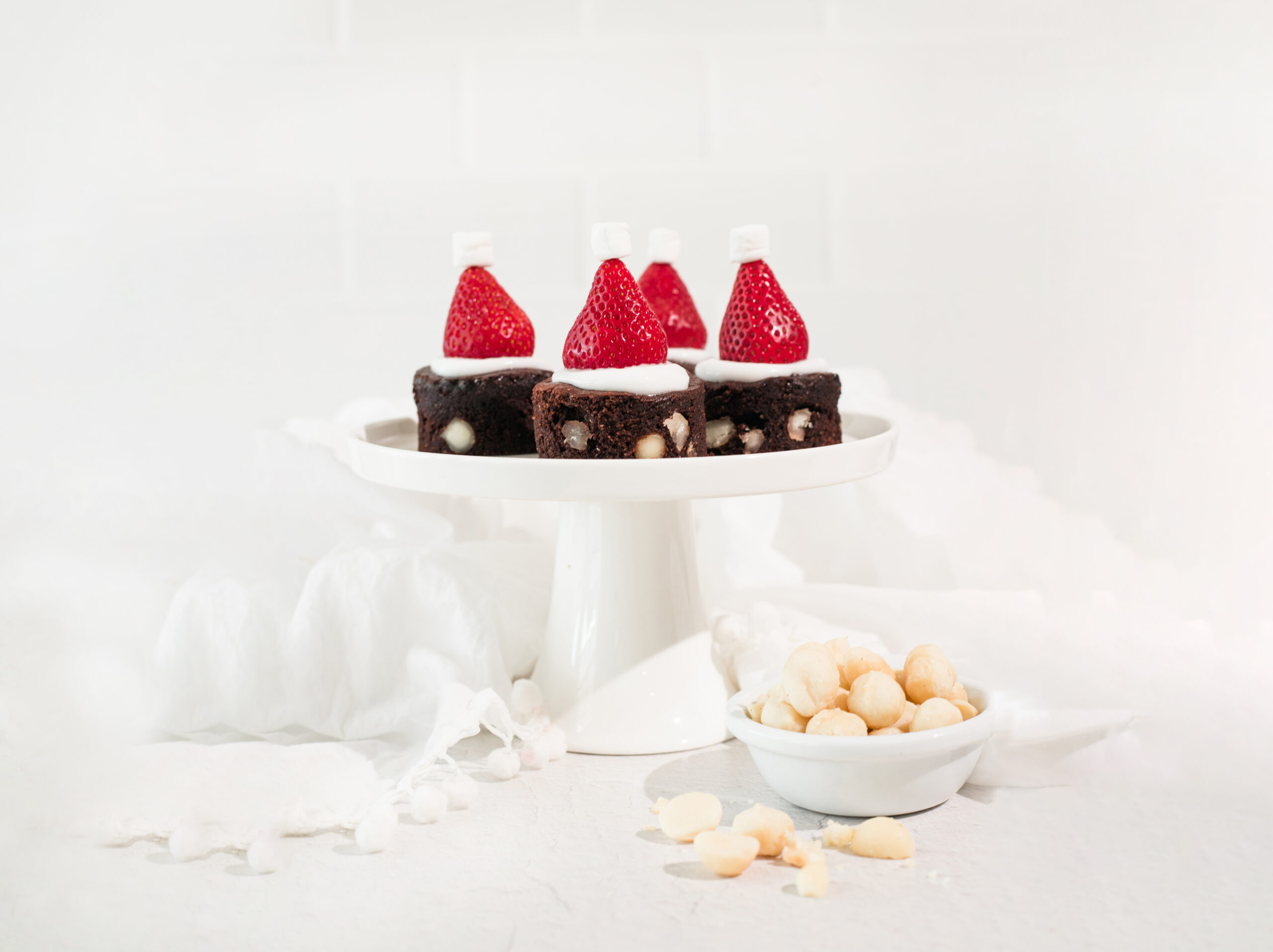 Santa hat macadamia brownies - Australian Macadamias