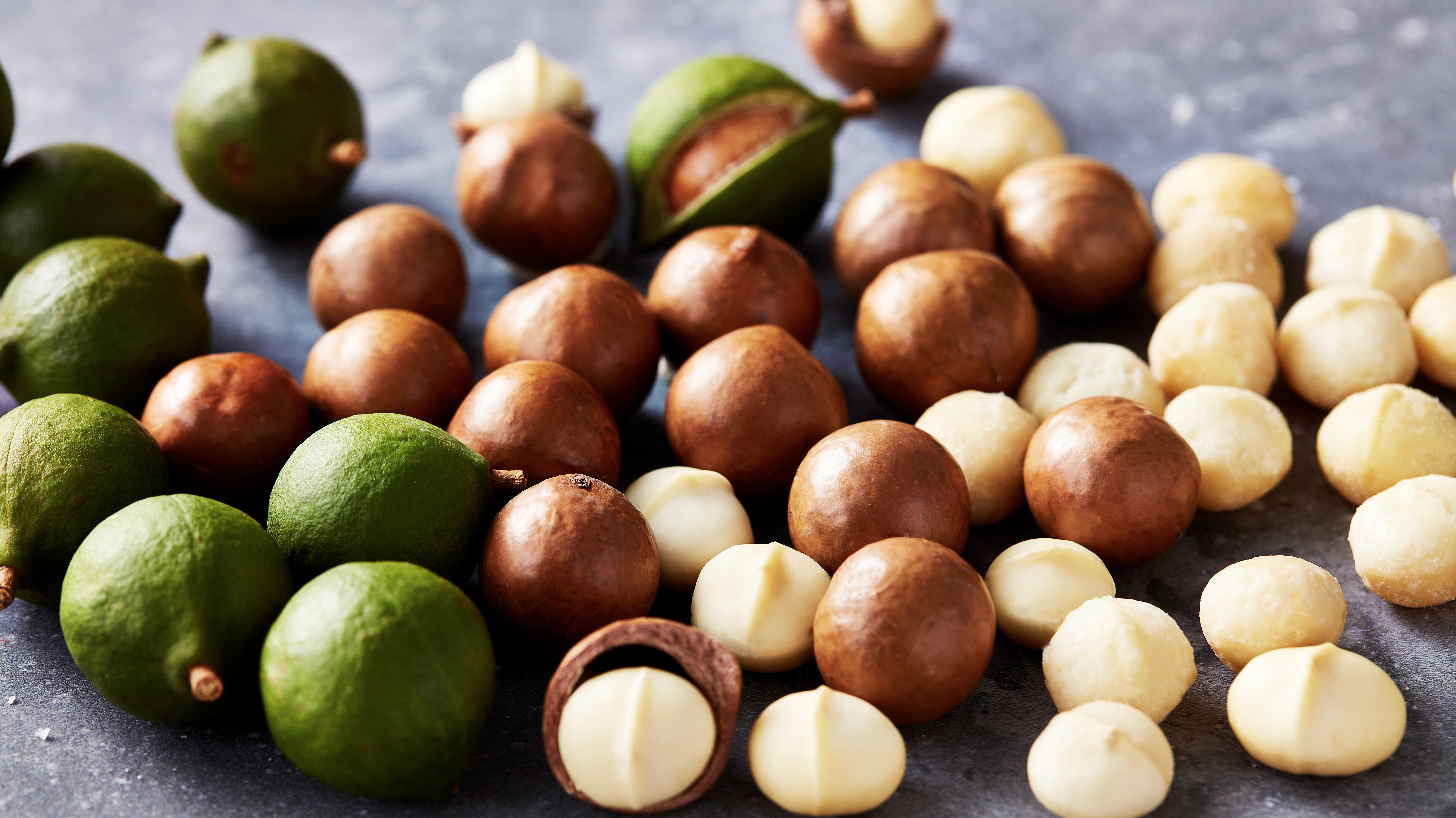 Macadamia kernel, shell and husk