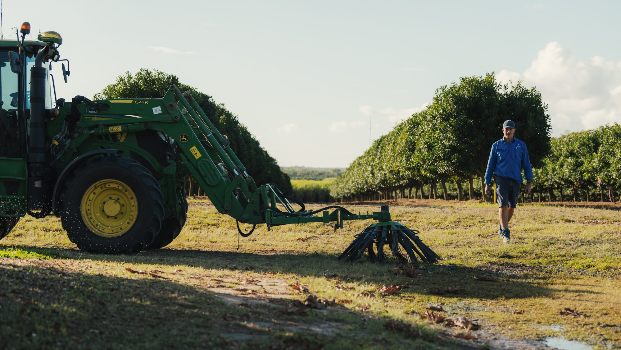 Getting ready to harvest - macadamia harvester in QLD, Australia