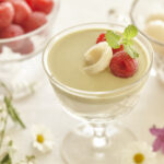 Macadamia milk and matcha jellies