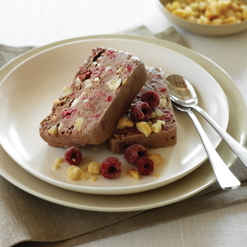 Ice Cream Log with macadamia nuts