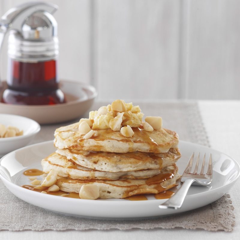 Macadamias and pancakes are a perfect match