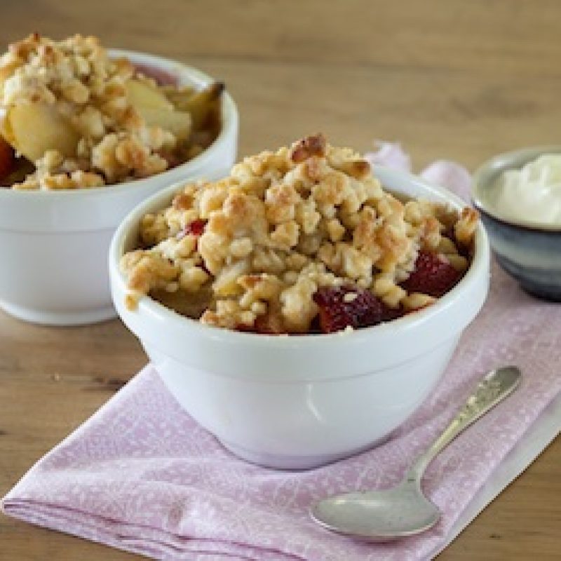Pear and macadamia crumble