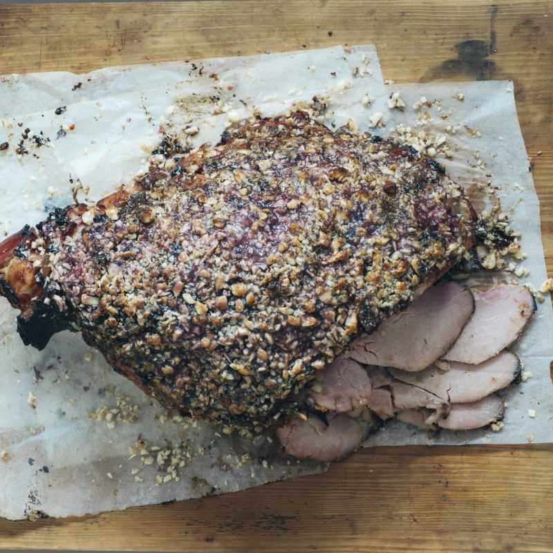 Christmas ham with macadamia glaze