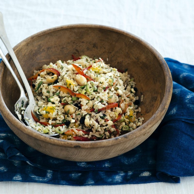Macadamia brown rice salad