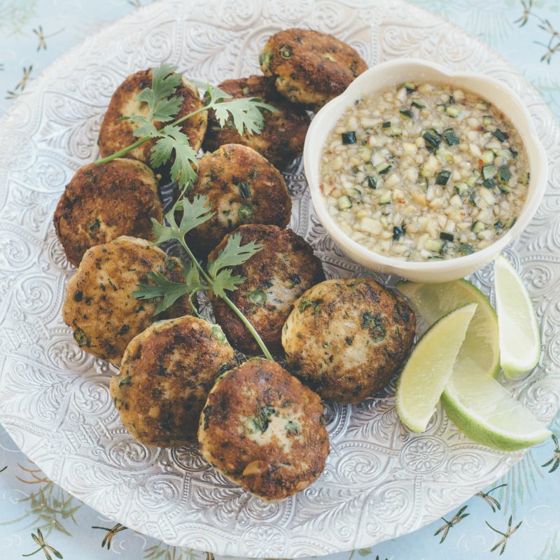 Delicious macadamia nut Thai style fish cakes
