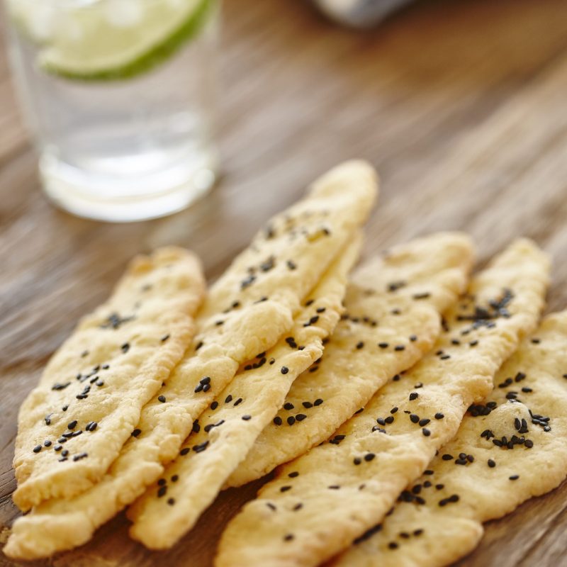 Homemade macadamia and cheese crisps