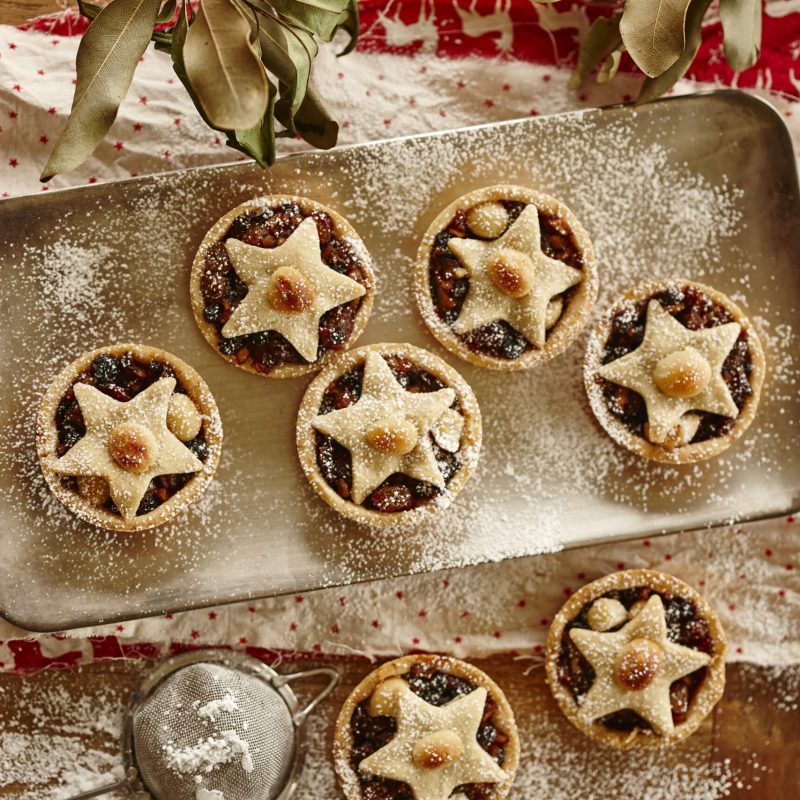 Homemade fruit mince pies with macadamia nuts