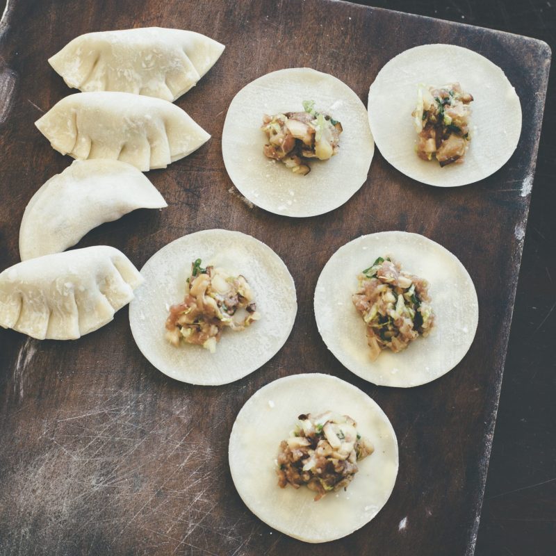 Pork and mushroom pot sticker dumplings