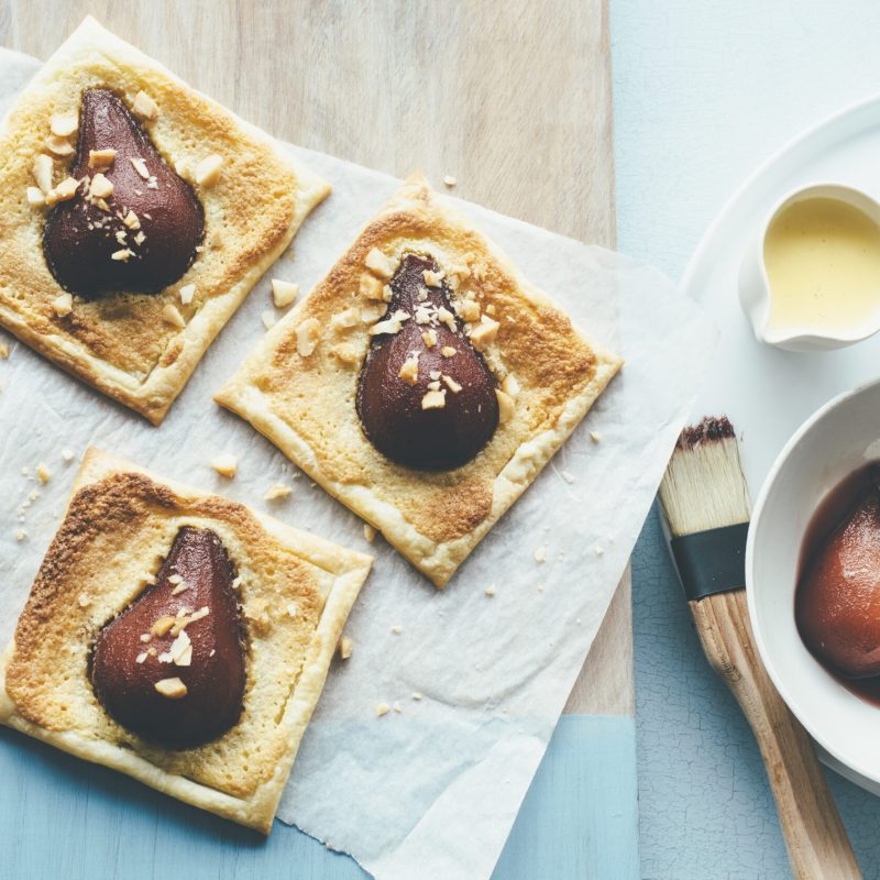 1509 Poached Pear and macadamia frangipane tart with Frangelico custard and honey roasted macadamias (3) copy 2