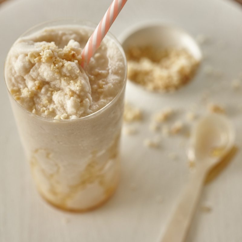 Chai frappe with macadamia honey swirl