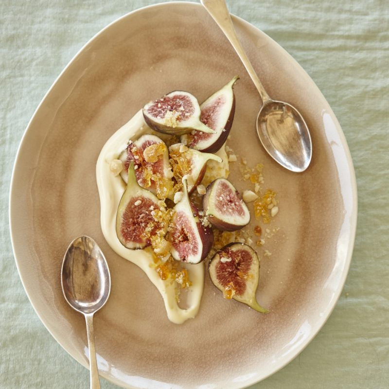 macadamia praline and creme fraiche