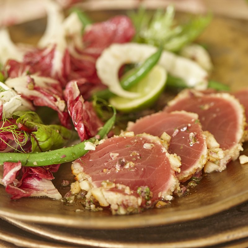 1711 Macadamia crusted tuna with summer salad and macadamia dressing (1)
