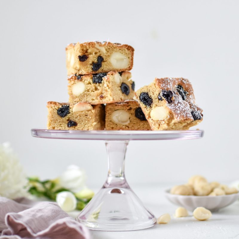 Macadamia and sour cherry blondies recipe