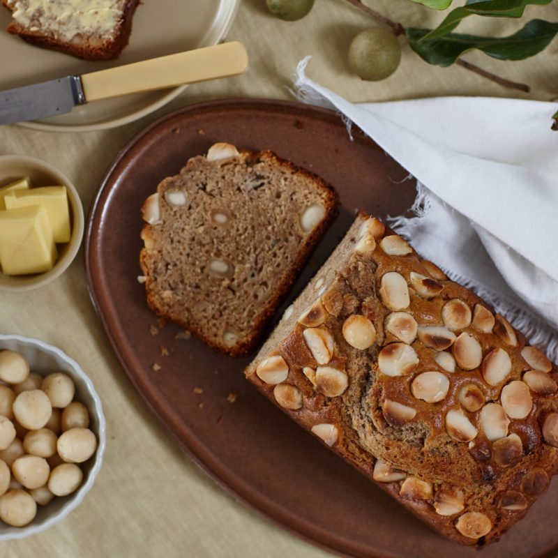 Macadamia banana bread loaf. 7