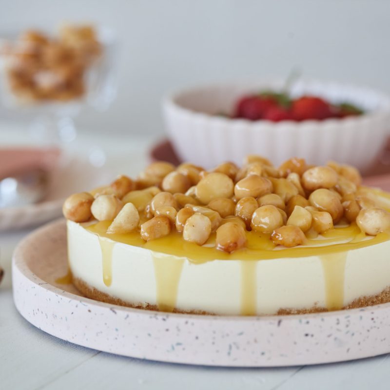 Easy honey caramel macadamia cheesecake recipe
