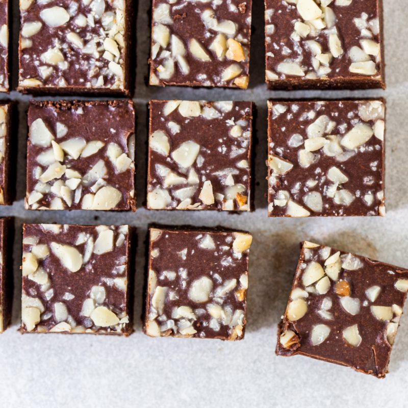 No bake gluten free macadamia brownies