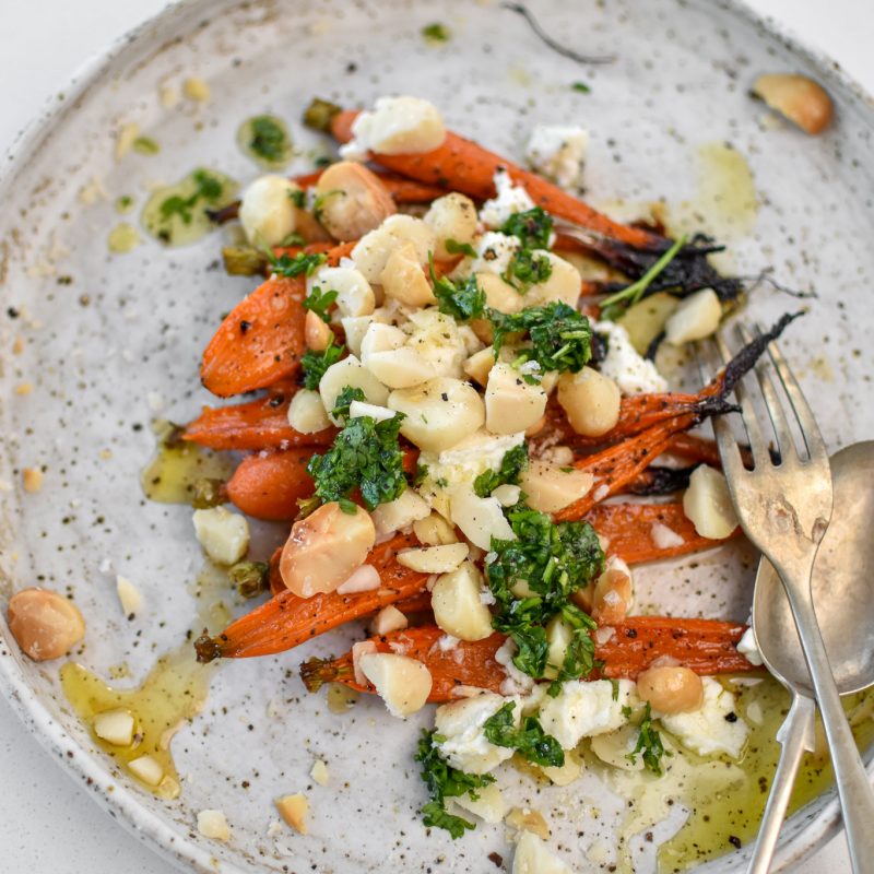 Roasted carrots with macadamia topping 2