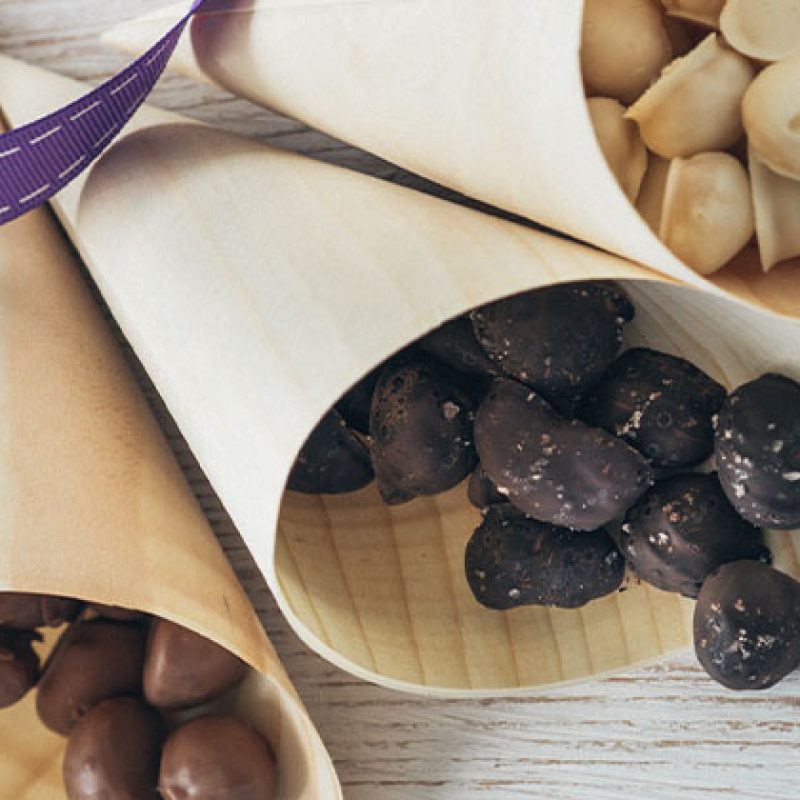 Trio of chocolate coated macadamias